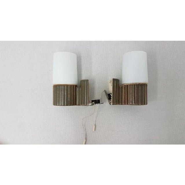 Green Ribbed Model 6020 Wall Lights by Sigvard Bernadotte for Ifö, 1960s, Set of 2 For Sale - Image 3 of 3