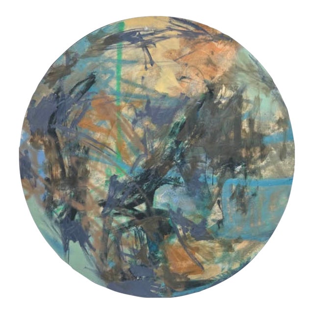 Mirtha Moreno Round Oil on Panel Painting Titled: Moodswing 2022 For Sale