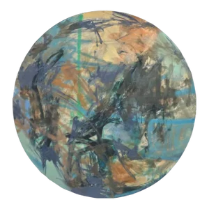 Mirtha Moreno Round Oil on Panel Painting Titled: Moodswing 2022