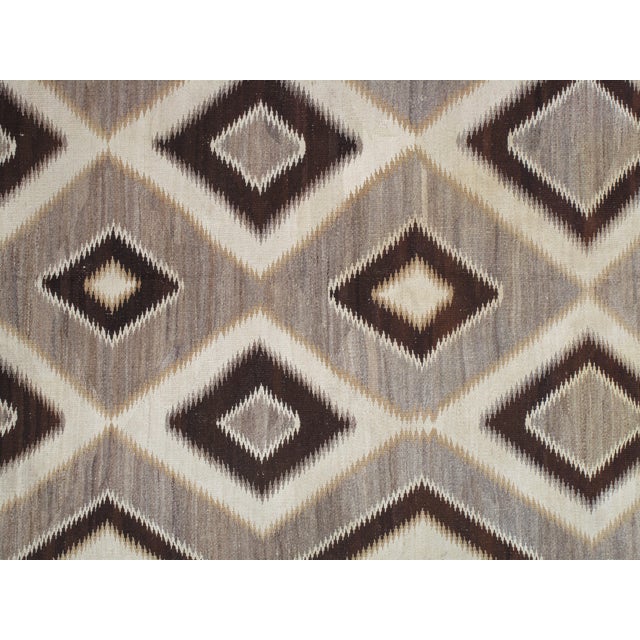 Antique Navajo Carpet, Handmade Wool, Ivory, Beige, Gray and Brown For Sale - Image 17 of 18