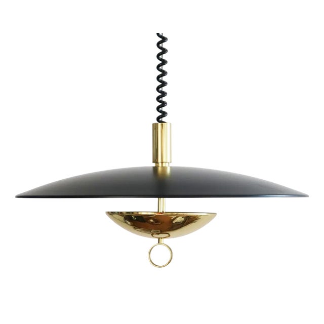 Vintage Pendant Light in Black Brass from Hillebrand Lighting, 1980s For Sale