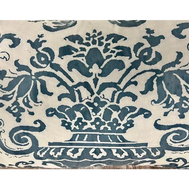 Rococo Pair of Blue & White Fortuny Floral Cotton Pillows For Sale - Image 3 of 6