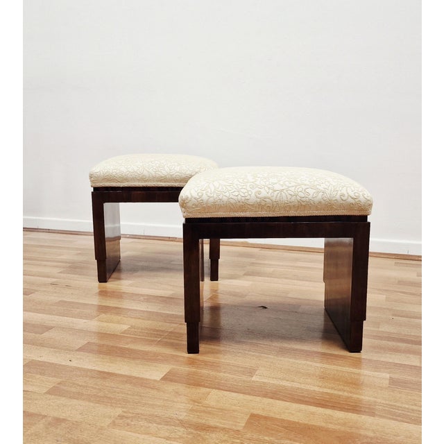 Vintage Italian Art Deco Stools in Walnut Crotch, 1930s, Set of 2 For Sale - Image 16 of 16