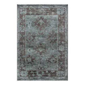 Gray-Green and Brown Modern Oushak Designed by Keivan Woven Arts