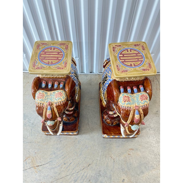 Vintage Elephant Garden Stools-a Pair For Sale - Image 4 of 10