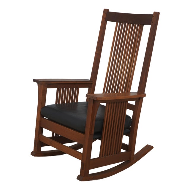 Stickley Mission Cherry Spindle Rocking Chair For Sale