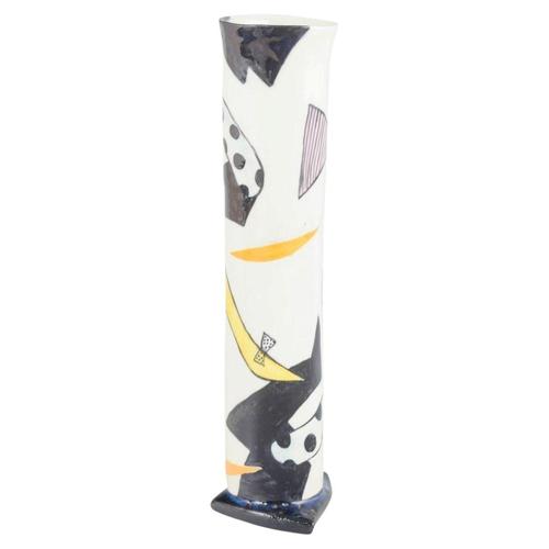 1980s Triangular Stoneware Vase with Graphic Design by Marianne Hallberg, 1980s For Sale - Image 5 of 5