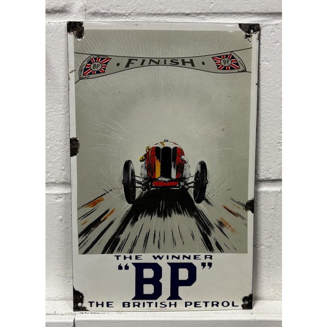 White Bp Petrol Advertising Heavy Enamel Sign For Sale - Image 8 of 8