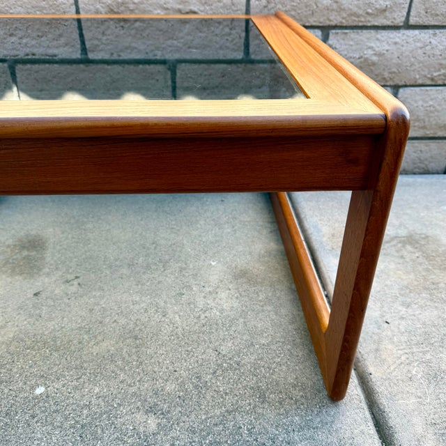 Komfort Mid Century Danish Modern Teak & Smoked Glass Coffee / Side Table by Komfort MCM (Unmarked) For Sale - Image 4 of 10
