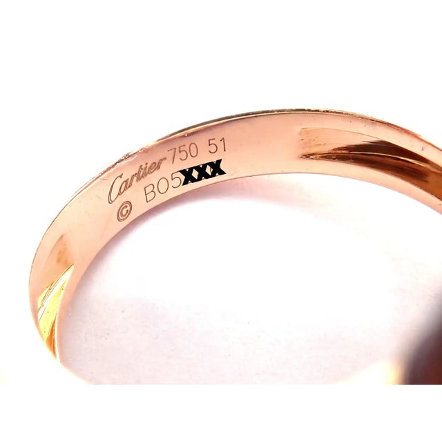 1990s Cartier Menotte Rose Gold Diamond Rhodolite Band Ring, Size 5.75 For Sale In Philadelphia - Image 6 of 10