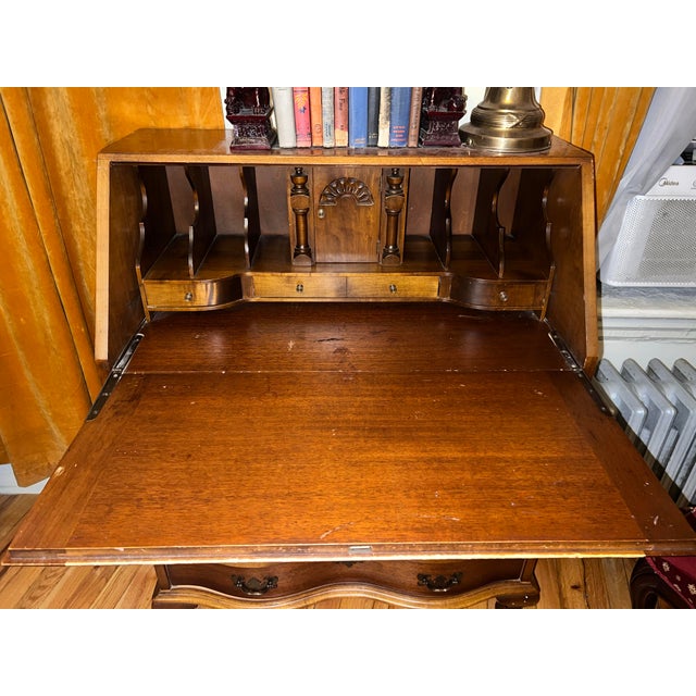 American Antique Solid Cherry Wood Secretary Desk/ Dresser For Sale - Image 3 of 5