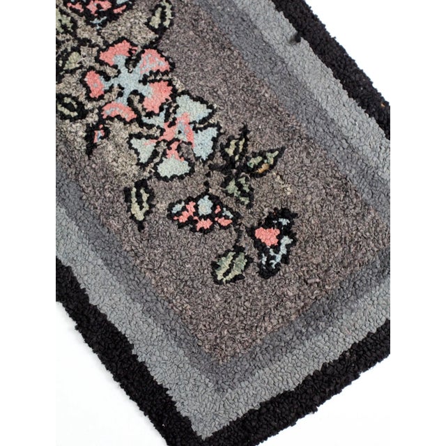 Antique Hooked Floral Accent Rug For Sale - Image 6 of 7