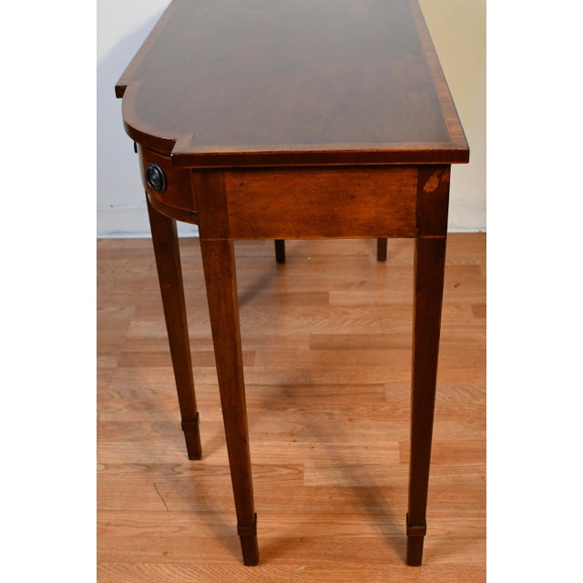 1910s Antique Dokon n.y English Regency Mahogany Banded Satinwood Console Table For Sale - Image 10 of 13