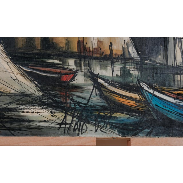 Aldo Luongo "Cocarneau" 1962 Original Unframed One of a Kind Painting on Canvas, Ready to Frame and Display For Sale - Image 4 of 5