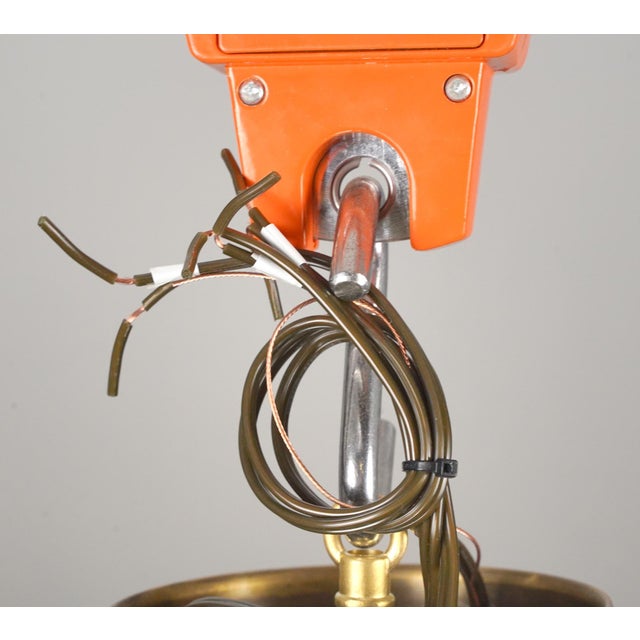 Mid 20th Century Restored White Fluted Glass Bowl Brass Chain Pendant Light For Sale - Image 11 of 11