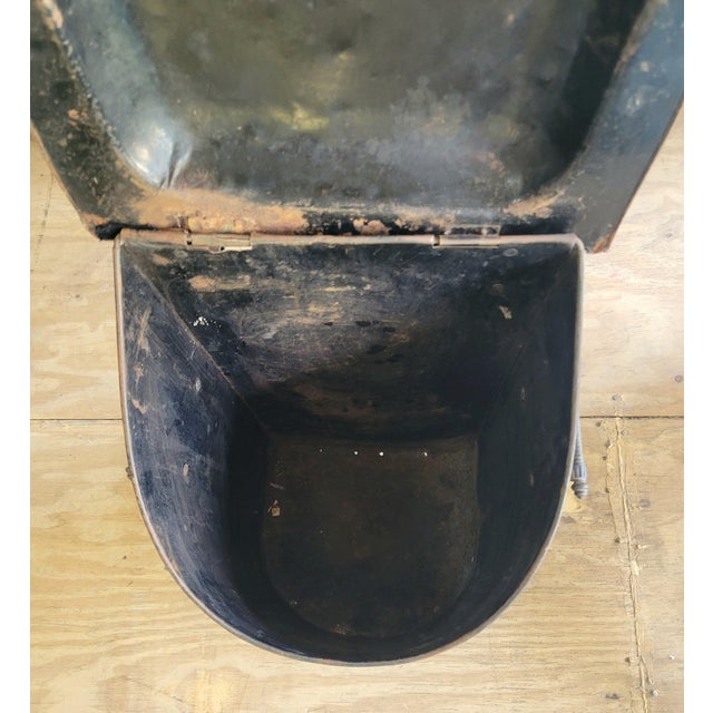 Antique Hand Painted Tole Ware Coal Scuttle Fireplace Box For Sale - Image 6 of 8