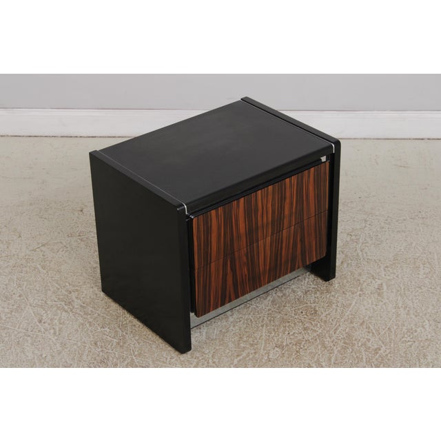 Mid-Century Modern Pair John Stuart Mid Century Modern Ebony & Chrome Nightstands For Sale - Image 3 of 14