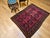 Vintage Afghan Bokhara Area Rug, Hand-Knotted Wool, Allover Geometric Pattern, Plum & Burgundy, 4x5 For Sale - Image 4 of 17