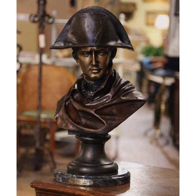Decorate a man's study or office with this elegant antique bust of Napoleon. Crafted in Italy and standing on a circular...