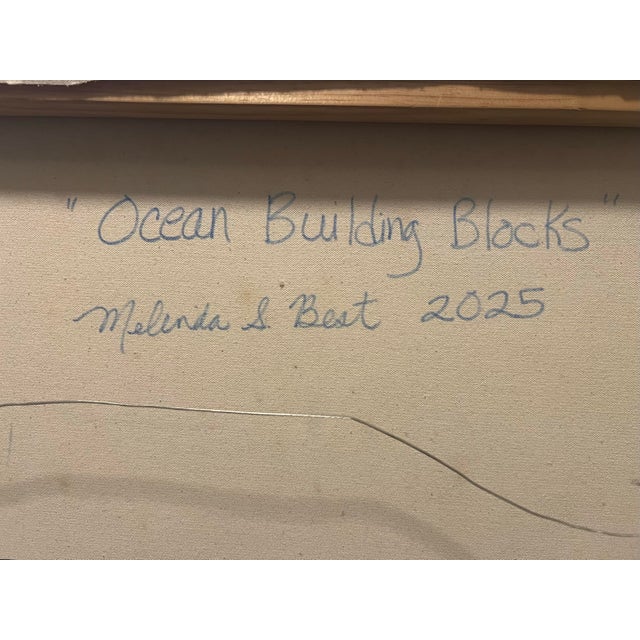 Large Modern Abstract Geometric Acrylic Painting on Canvas, Signed, Dated For Sale - Image 4 of 4