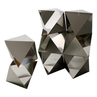 Polygon Stainless Steel Elements, 1970s, Set of 8 For Sale