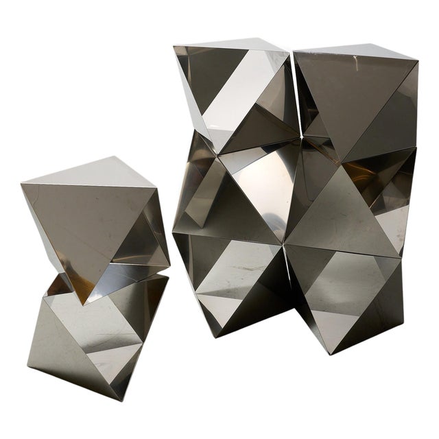 Polygon Stainless Steel Elements, 1970s, Set of 8 For Sale