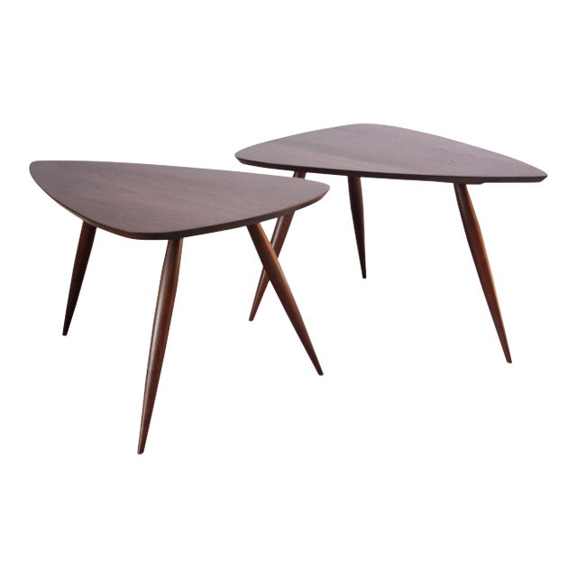 Phillip Lloyd Powell Sculptural Side Tables in Black Walnut - A Pair For Sale