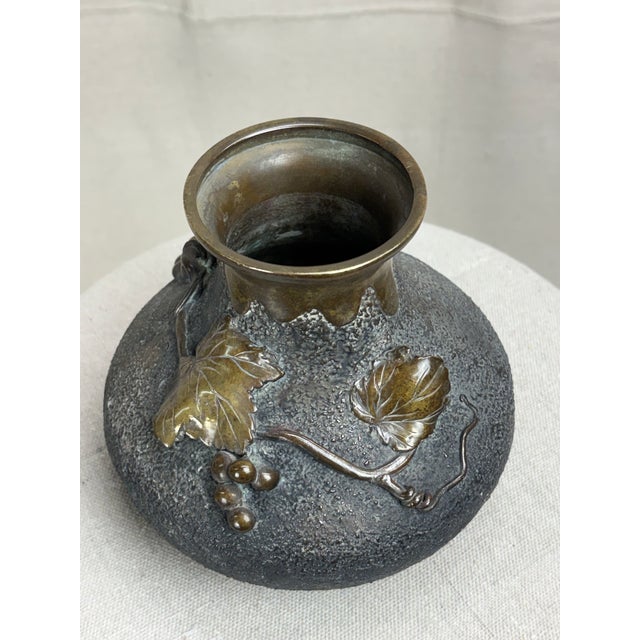 Japanese Bronze Vase — Late Meiji Period For Sale - Image 4 of 9