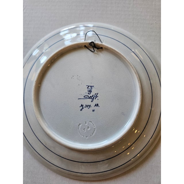 Two Classic Delft Plates of Windmills and Sailing Ships Circa 1905 and 1906 For Sale In Miami - Image 6 of 9