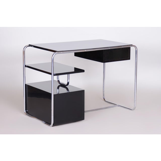 Bauhaus Lacquered and Chrome-Plated Steel Writing Desk, Germany, 1930s For Sale - Image 11 of 14