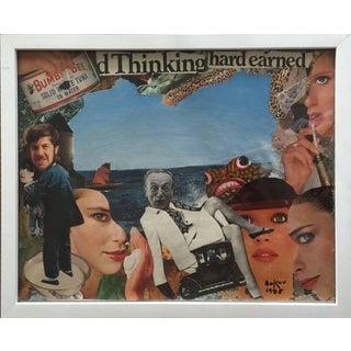 Konstantin Bokov, Russian Mixed Media Pop Art Collage Painting Bumble Bee, Thinking, Hard Earned, 1985 For Sale