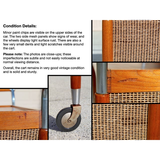 Mid-Century Modern Teak Rolling Bar Cart / Serving Trolley With Chrome Handles For Sale - Image 12 of 12