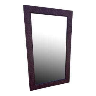 Large 1980s Rattan Woven Mirror For Sale