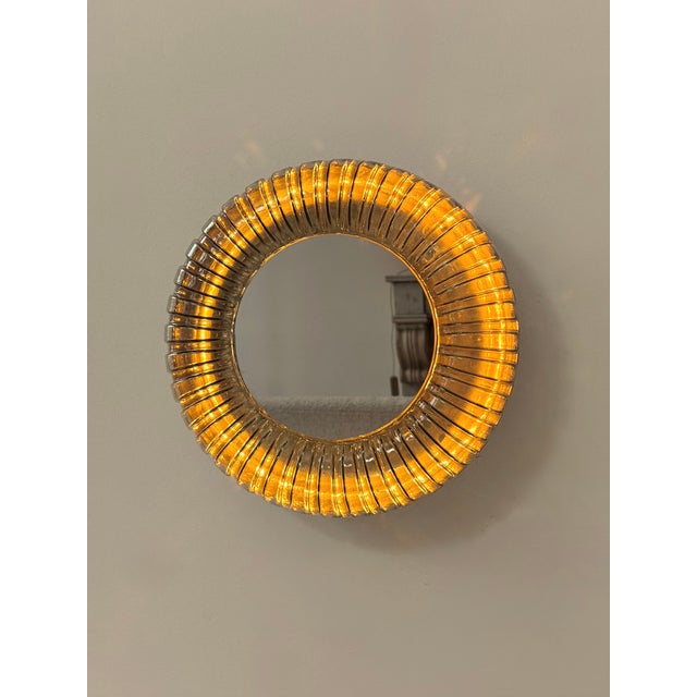 Vintage Wall Light in Murano Glass and Polished Stainless Steel with Mirror, Italy, 1960 For Sale - Image 4 of 8
