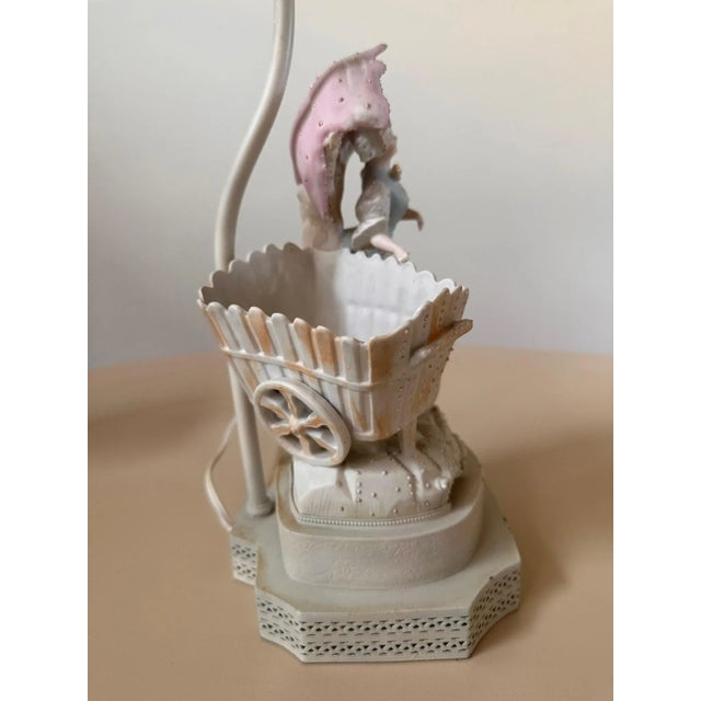 Ceramic Pair of Antique Bisque Electric Table Lamps For Sale - Image 7 of 12