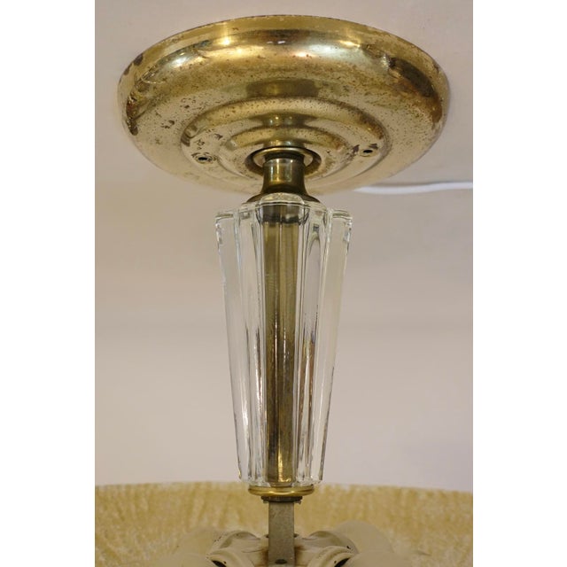 Art Deco Thick Slag Glass Lalique Style Saucer Light Hanging Ceiling Lamp 1930's For Sale - Image 13 of 13