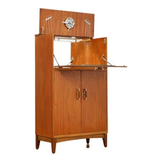1960s Teak English Dry Bar Liquor Cabinet For Sale