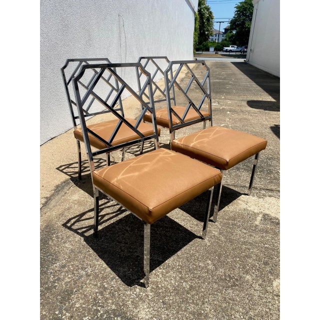 Mid-Century Modern Vintage Milo Baughman Style Chrome Dining Chairs - Set of Four For Sale - Image 3 of 11