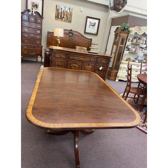 Ethan Allen Mahogany Double Pedestal Abbott Dining Table Chairish