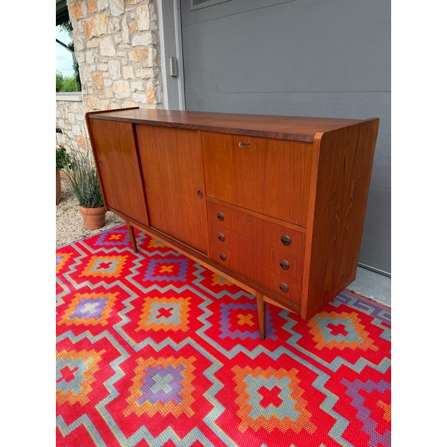Mid-Century Modern Danish Teak Highboard For Sale - Image 10 of 12
