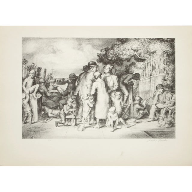 1939 After Charles Locke "The Terrace", First Edition Period Offset Lithograph For Sale