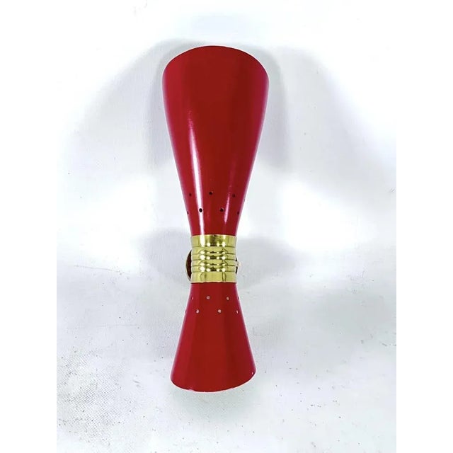 Metal Mid-Century Italian Double Cone Wall Lamp from Stilnovo, 1950s For Sale - Image 7 of 12