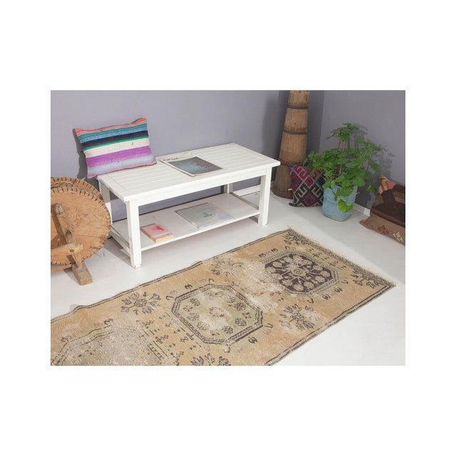 1950s Distressed Vintage Washed Out Runner Rug - 3`1" X 11`0" For Sale - Image 5 of 5