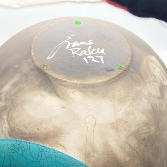 Tony Evans Raku Pottery Vase/Urn 13” Diameter (Signed and Numbered #127) For Sale - Image 16 of 18