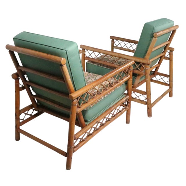 Pr. Mid 20th Century Bamboo Lounge Chairs For Sale - Image 9 of 10