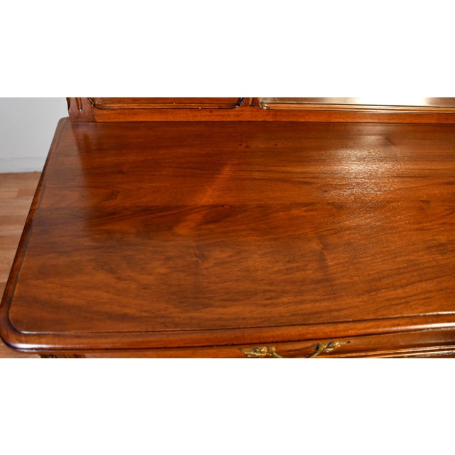 1900s Antique French Walnut & Burl Walnut Server / Buffet / Sideboard With Mirror For Sale - Image 6 of 18