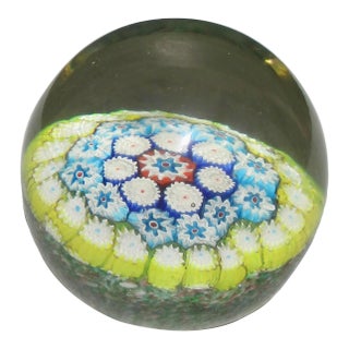 Mid-20th Century Large Murano Glass Millefiori Paperweight For Sale