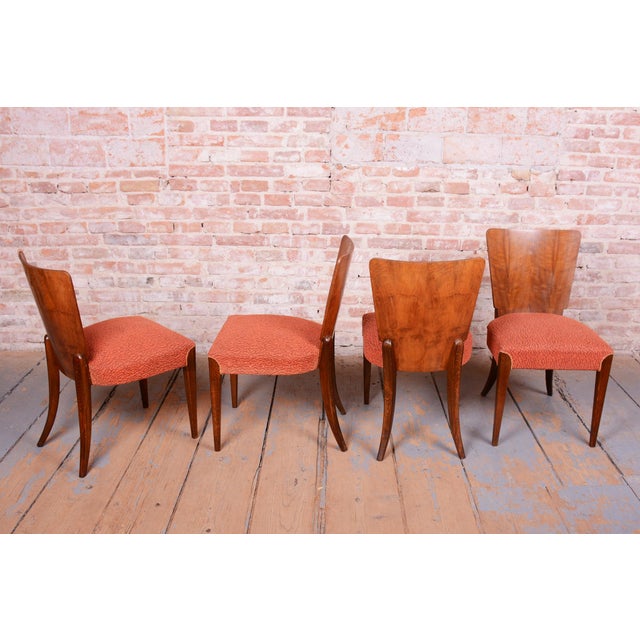 Art Deco Walnut Chairs by J. Halabala for UP Zavody, Czech, 1940s, Set of 4 For Sale - Image 4 of 18