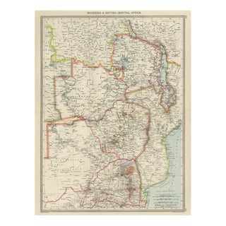 Antique Map of Rhodesia and British Central Africa Published by Philip, 1895 For Sale