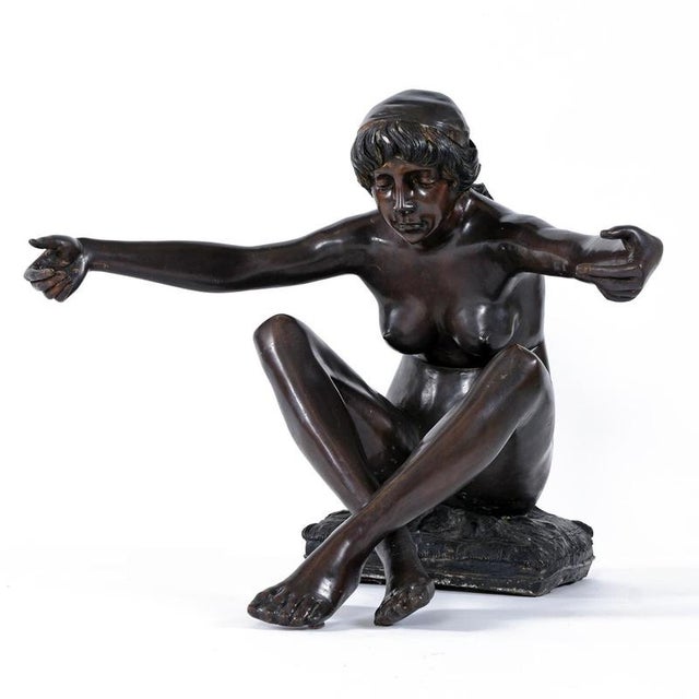 Bronze Figural Sculpture Coffee Table with Glass Top by C. Conndray For Sale - Image 10 of 13